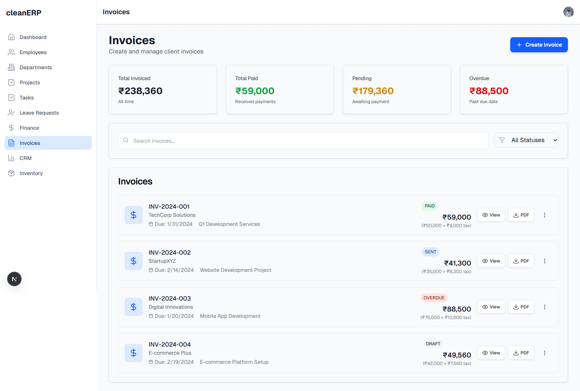 rudrERP Complete Dashboard Overview